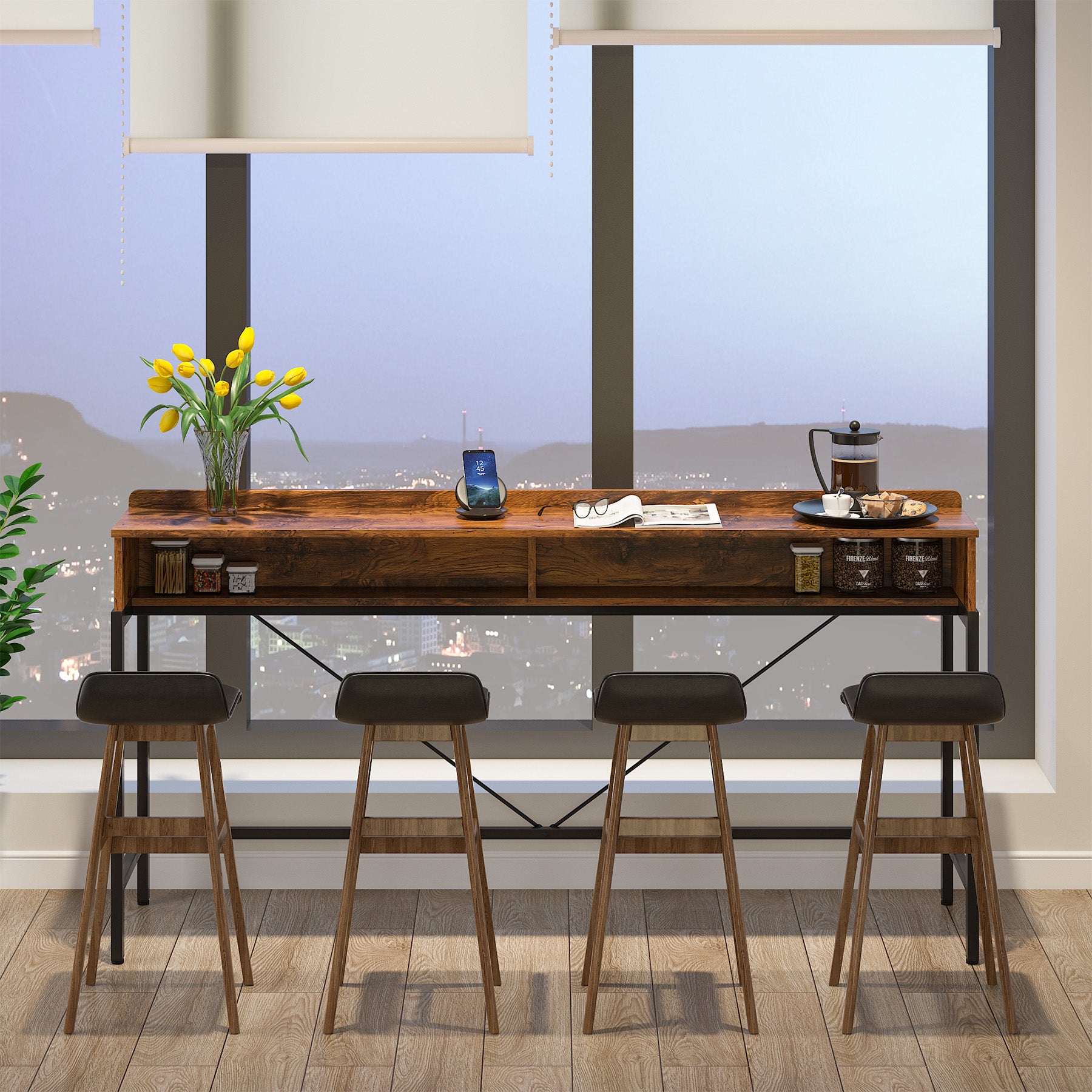 2-Tier Console Table, 70.9" Sofa Hallway Table